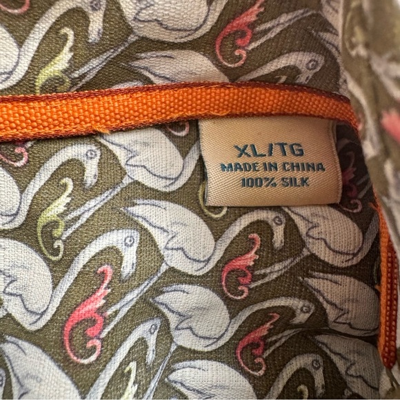 Tommy Bahama Island Modern Fit 100% Silk Flamingo Green Shirt Button Up XL - Picture 6 of 8
